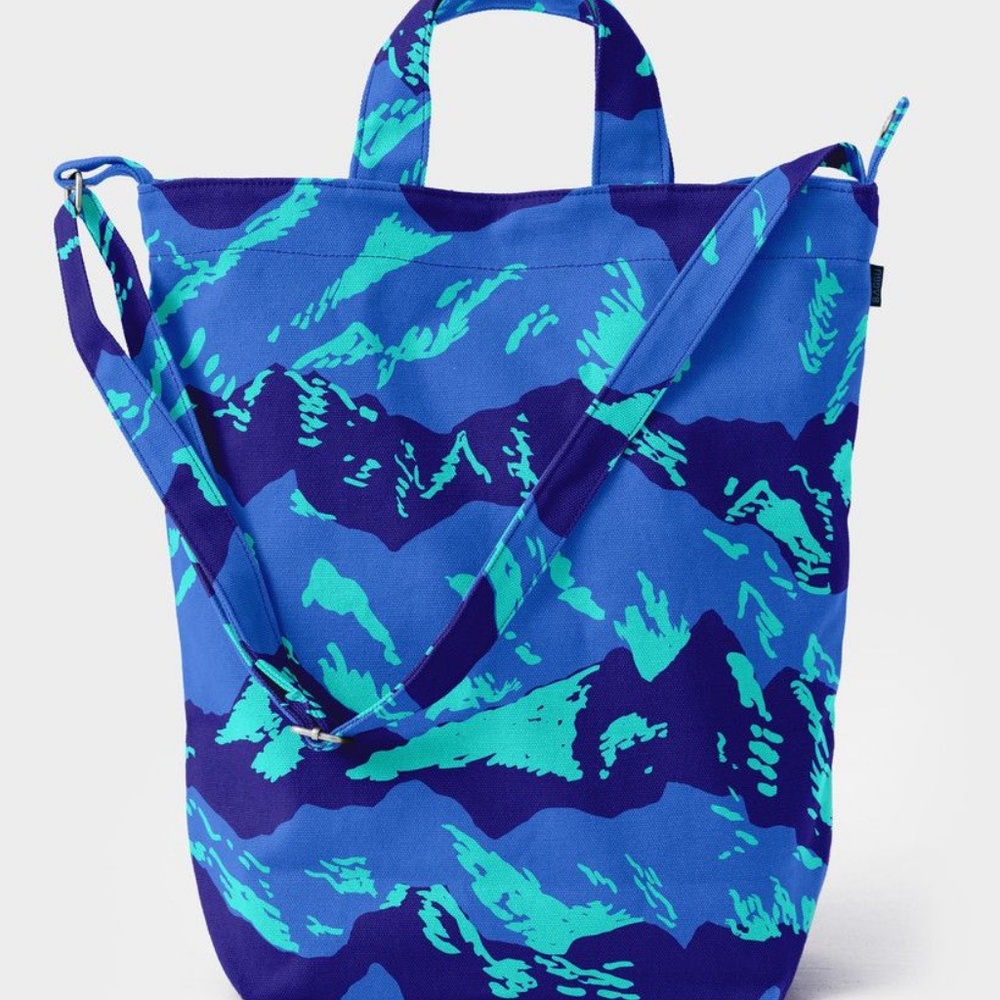BAGGU BLUE & TURQUOISE CANVAS DUCK BAG - TOTE